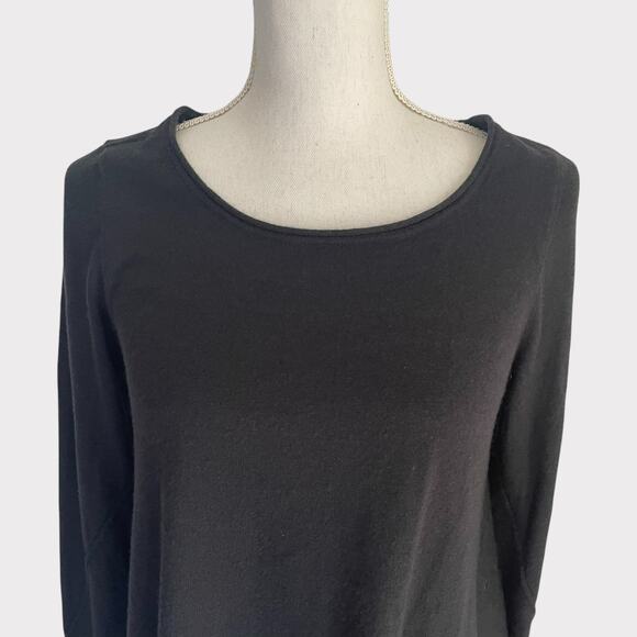 Joie Sweater Scoop Neck Long Sleeve Handkerchief Hem Black Wool Size Small - Picture 3 of 8